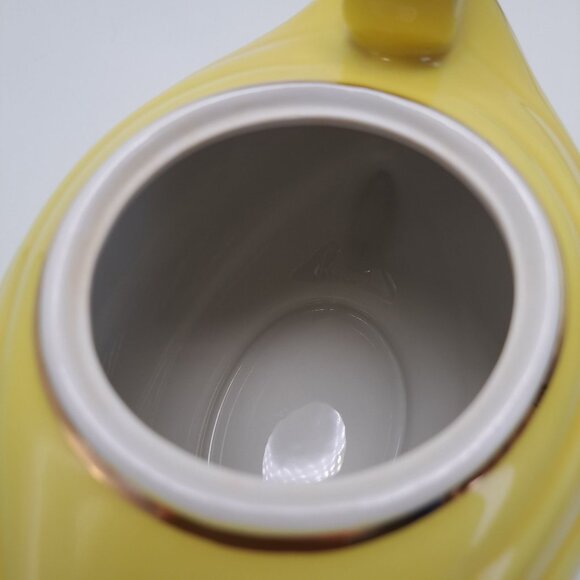 Hall Aladdin Genie Lamp Teapot Yellow Gold Trim Swirl Design Collectible Vintage - Picture 5 of 16